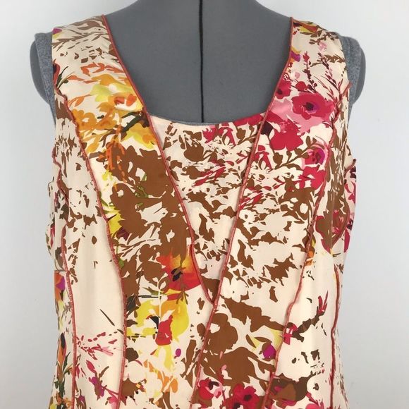 Sundance 100% Silk Cream and Floral Print Evelyn Tank Dress - Picture 6 of 15